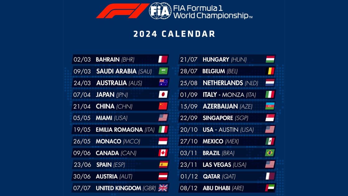 Calendario Formula 1 2024: Date e orari Diretta TV dei Gran Premi di F1 su Sky e TV8