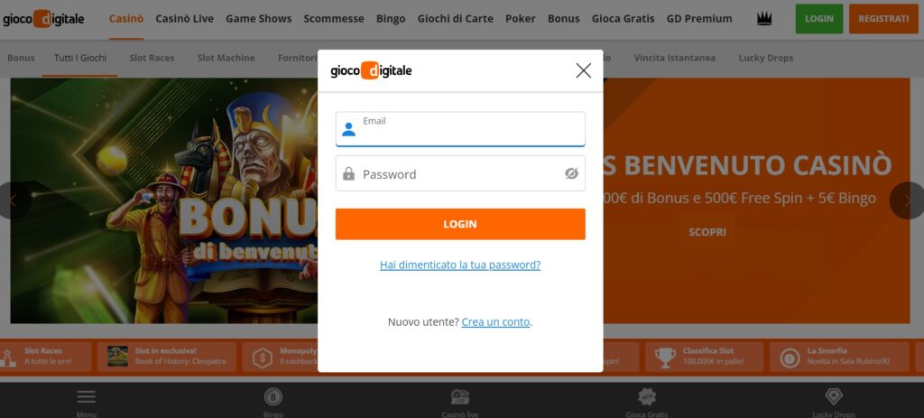 gioco digitale login