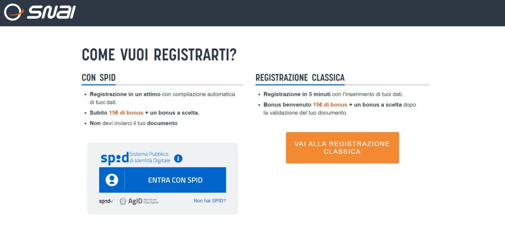 registrazione snai