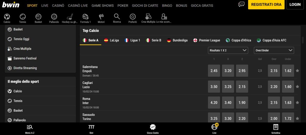 scommesse sportive bwin